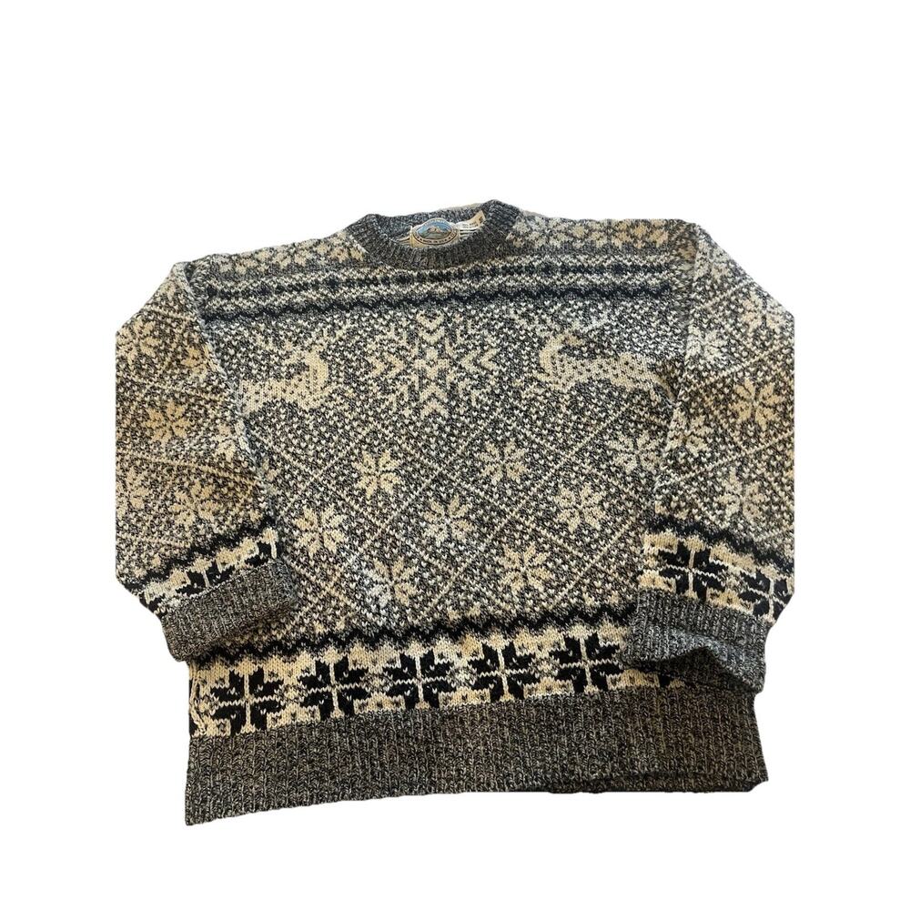 Vtg Environmental Clothing Co Grandpa Sweater USA Med Wool Pullover Christmas